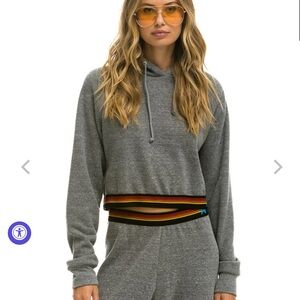 Cropped grey aviator nation hoodie